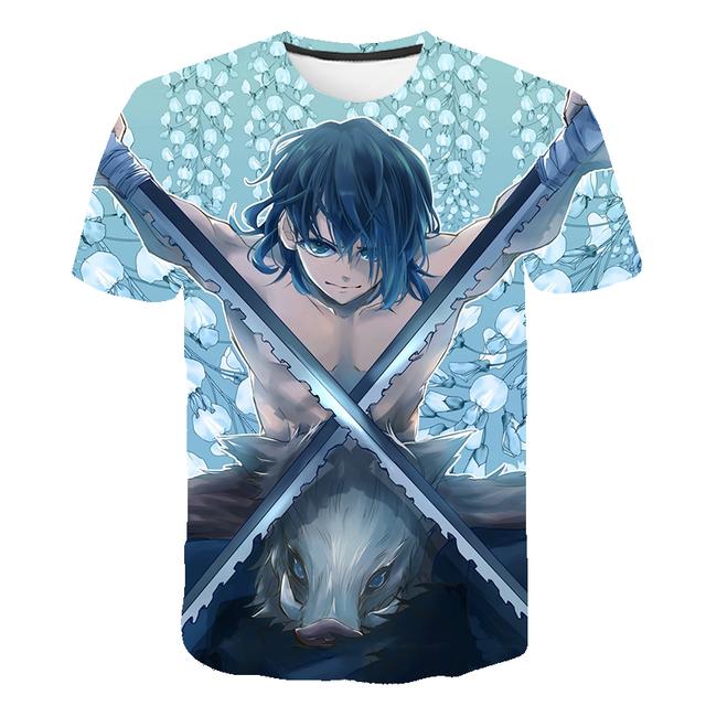 Anime Demon Slayer Kimetsu No Yaiba 3D-gedruckte T-Shirts Cosplay Sommer Kurzarm Kinderkleidung Cartoon Grafik T-Shirts XXXXL