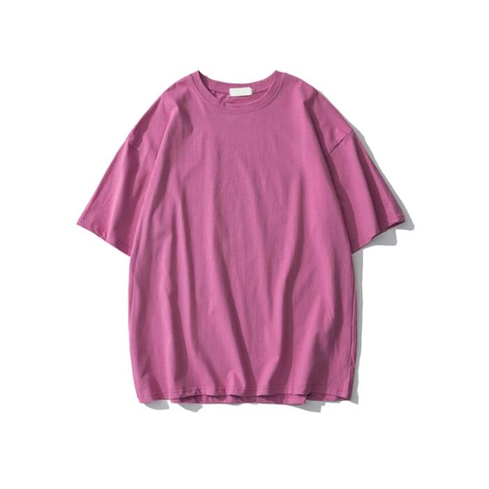 Sommer solide reine Baumwolle T-Shirts Frauen Harajuku Übergroßen Kurzarm y2k Tops Unisex Koreanische Streetwear Casual Basic T-Shirt Weibliche Gute Qualität XXXL amaranth rosa