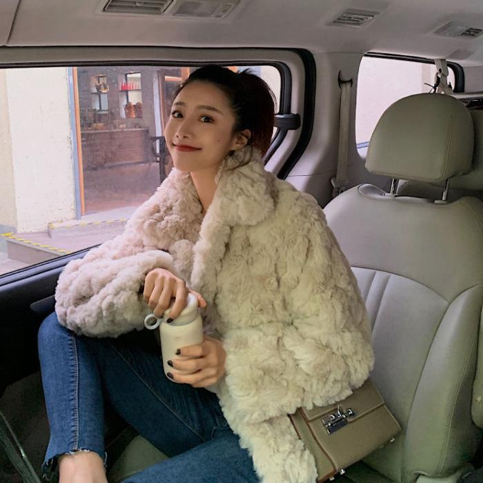 Winter frauen Mantel Faux Kaninchen Pelz Jacke Damen Flauschigen Jacke Revers Plüsch Mantel Fabrik Verkauf XL