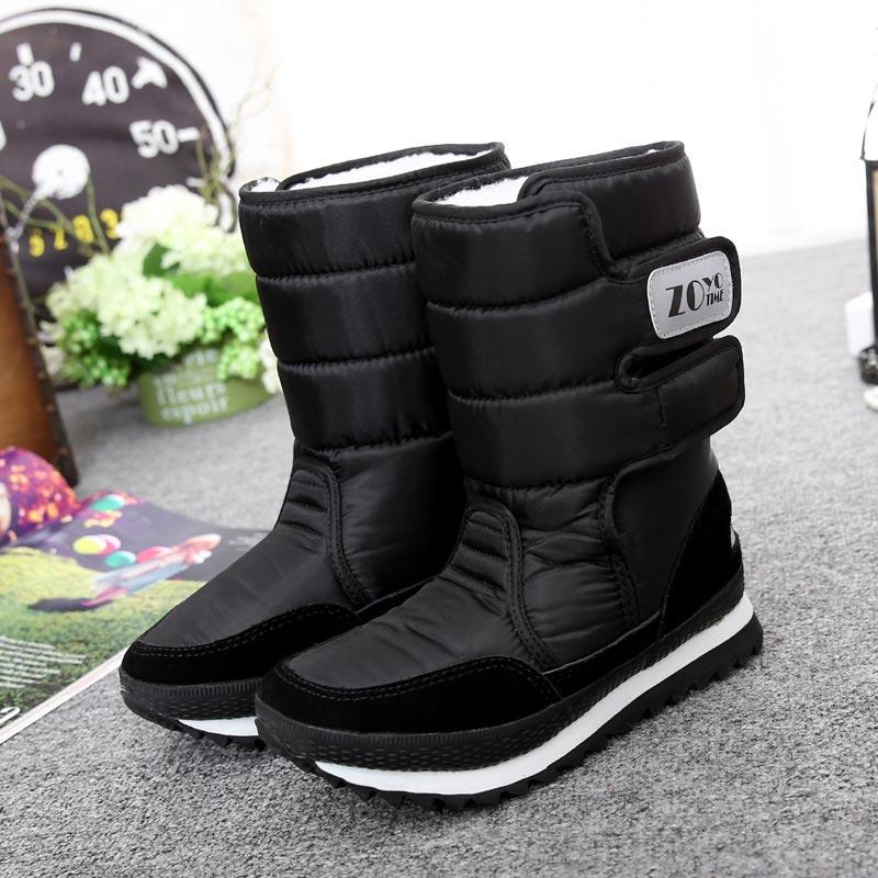 Mode Heiße Schnelle Lieferung Frauen Stiefel Mode Warme Schuhe Frau Wasserdichte Winter Stiefel Frauen Bunte Plus Samt Schnee Boot Damen schuhe 4 schwarz