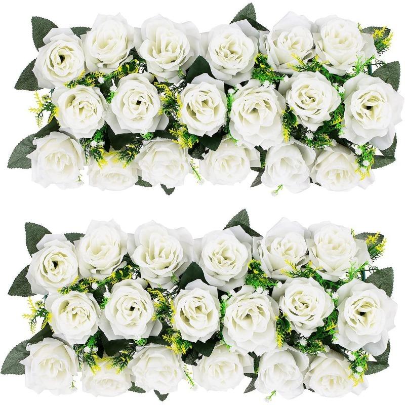 2 Stück Hochzeitsdekorationen Künstliche Blumen Kunstblumen Seidenblumengesteck Tischdekoration Rose Blume für Zimmer Empfangstischdeko weiß