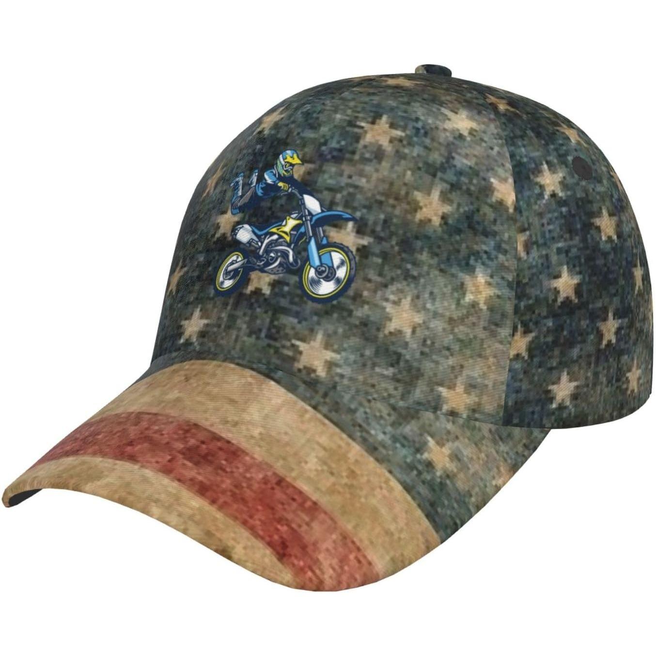 Dirtbike Motocross Rennflagge Snapback Kappe Papa Hut Verstellbare Baseballkappe Klassische Polohüte Schwarz One Size black