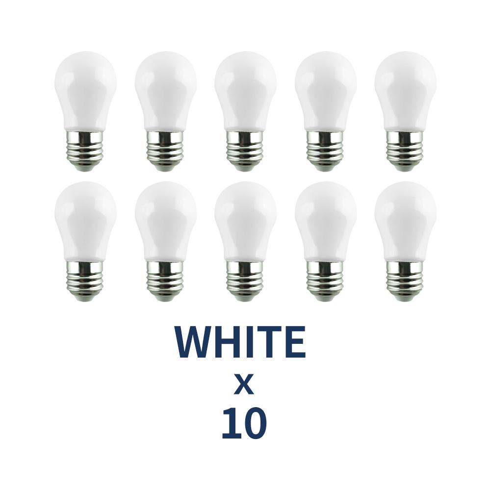 10 Stück Farbe E27 LED-Birne 220V 2W A45 Lampe Rot Blau Weiß Gelb Rosa PC Outdoor Camping Dekoration Festival Bunte Birne Lampe weiß