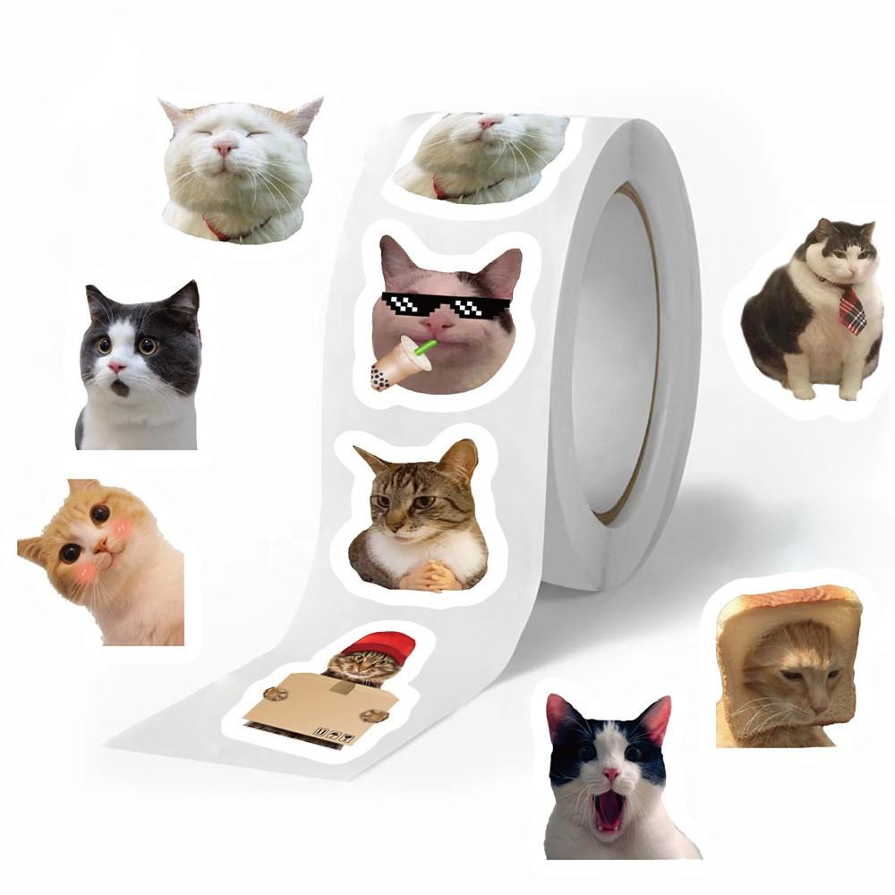 Niedliche Katzenkopf-Sticker 500 Sticker/Rolle One Size