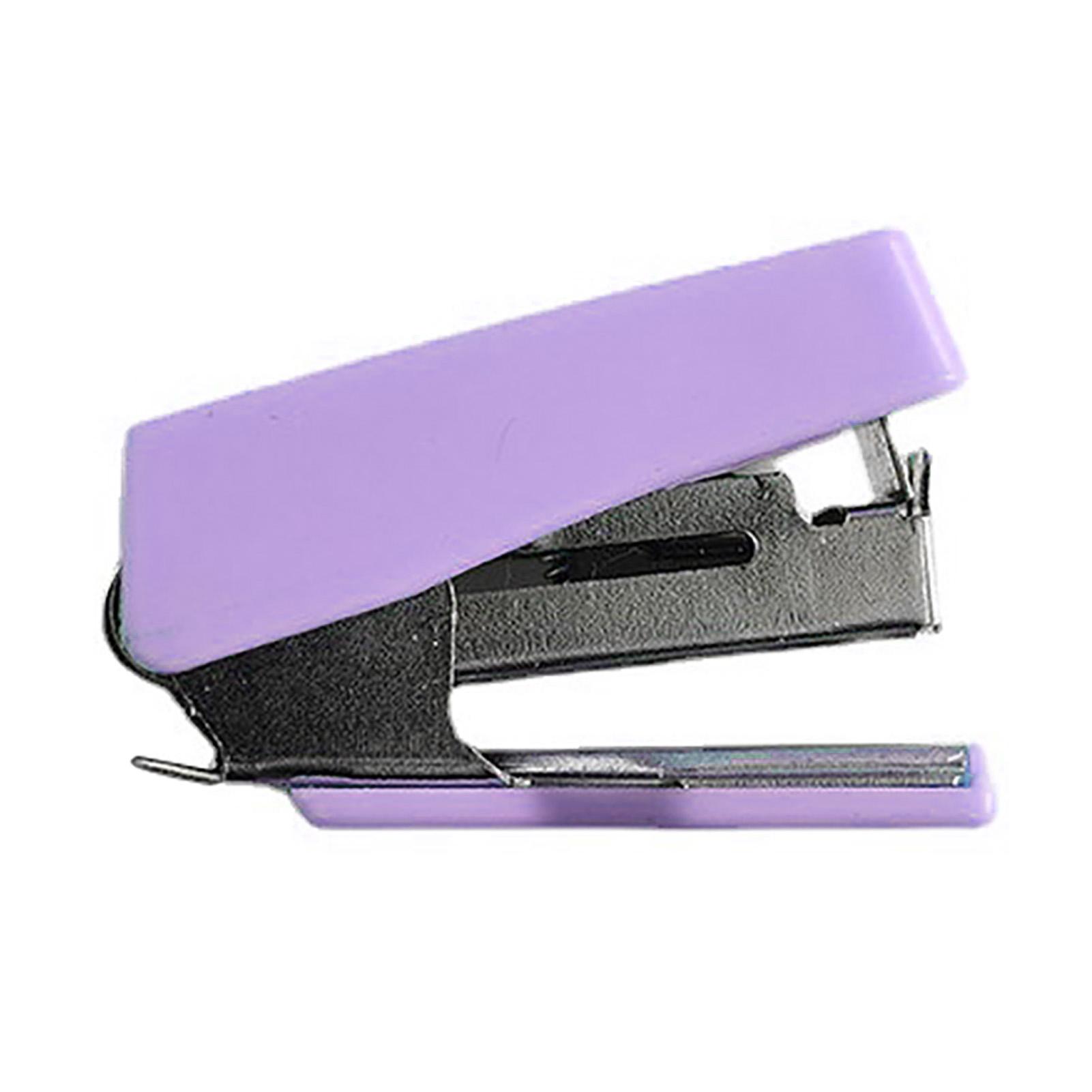 Mini Hefter Tragbar Kreativ Büro Schreibtisch Hefter Set mit Klammern für Büro Schule Lila violett