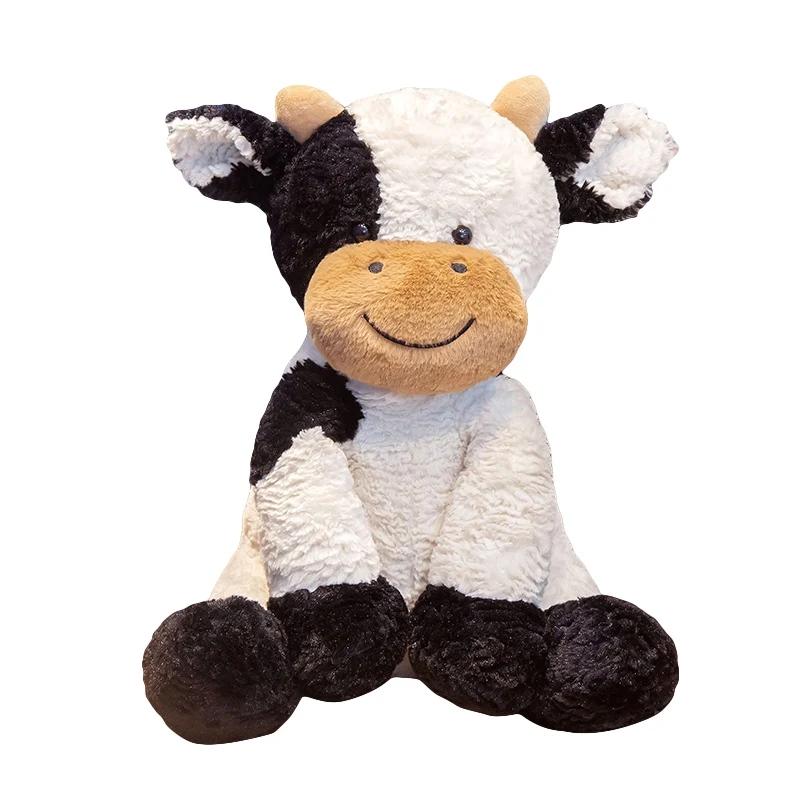 Neues 22 cm - 30 cm kuschelbares Plüschkuh-Spielzeug, niedliche Rinder-Plüschtiere, weiche Rinderpuppe, Kinderspielzeug, Geburtstagsgeschenk für Kinder ~ black