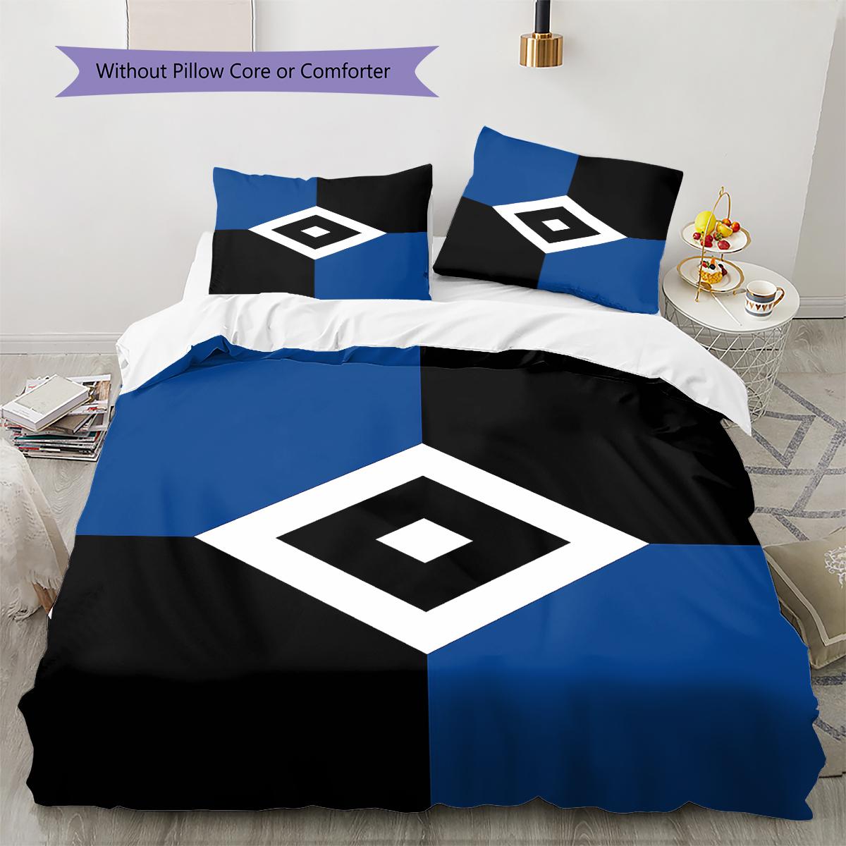 HSV Muster Bettwäsche, Steppbett Set Bettbezug Kissenbezug Zuhause Geburtstagsgeschenk (1 Bettbezug + 2 Kissenbezüge, ohne Füllung) 200x220cm