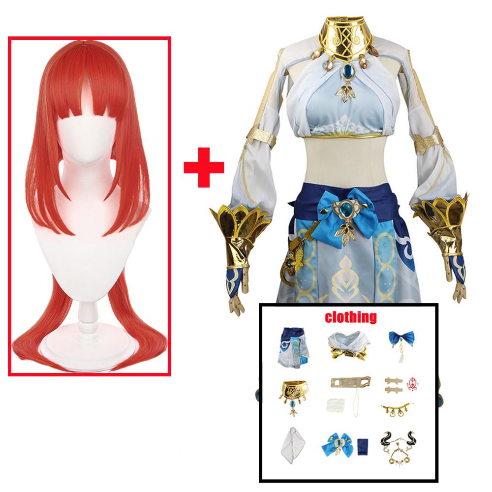 Nilou Sumeru Hydro Cosplay-Kostüm, komplettes Set, Kopfbedeckung, Tattoo-Kleid, Outfits für Comic-Anime-Halloween-Kleidung M