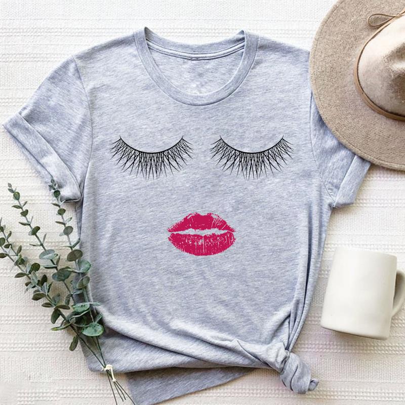 Lip Sweet Style Schönes T-Shirt Top Mode T-Shirt Kleidung 90er Jahre Trend Casual Kurzarm Frauen Print Lady Female Grafik T-Shirt XXL