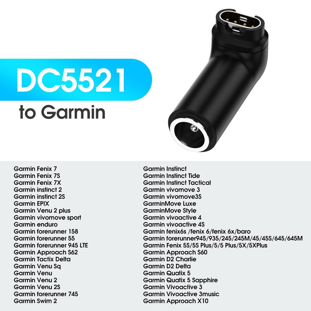 Fonken Tragbarer Typ-C/Micro-USB/IOS-Buchse auf Ladekabel-Adapter für Garmin Fenix 7/7S/7X/6/6S/6X/5/5S/5X Uhren-Ladekonverter DC to Garmin grau