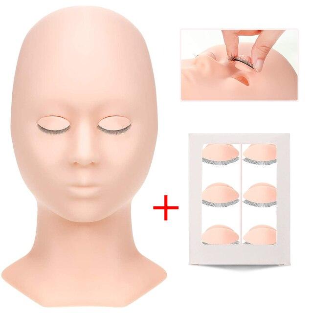 Lash Mannequin Kopf Wimpern Verlängerung Training kit Ersatz Augenlider Silikon Make-Up Modell Wimpern Übung Kopf Werkzeuge elfenbein