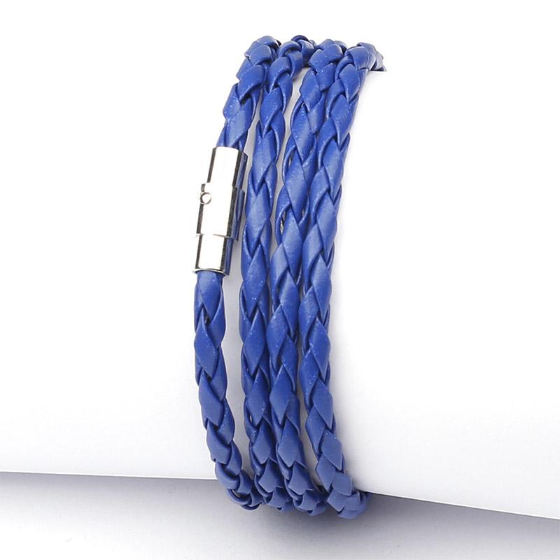 Mode Armband Wrap Manschette Unisex Frauen Männer Pu Leder Armband Schmuck Geschenke blau