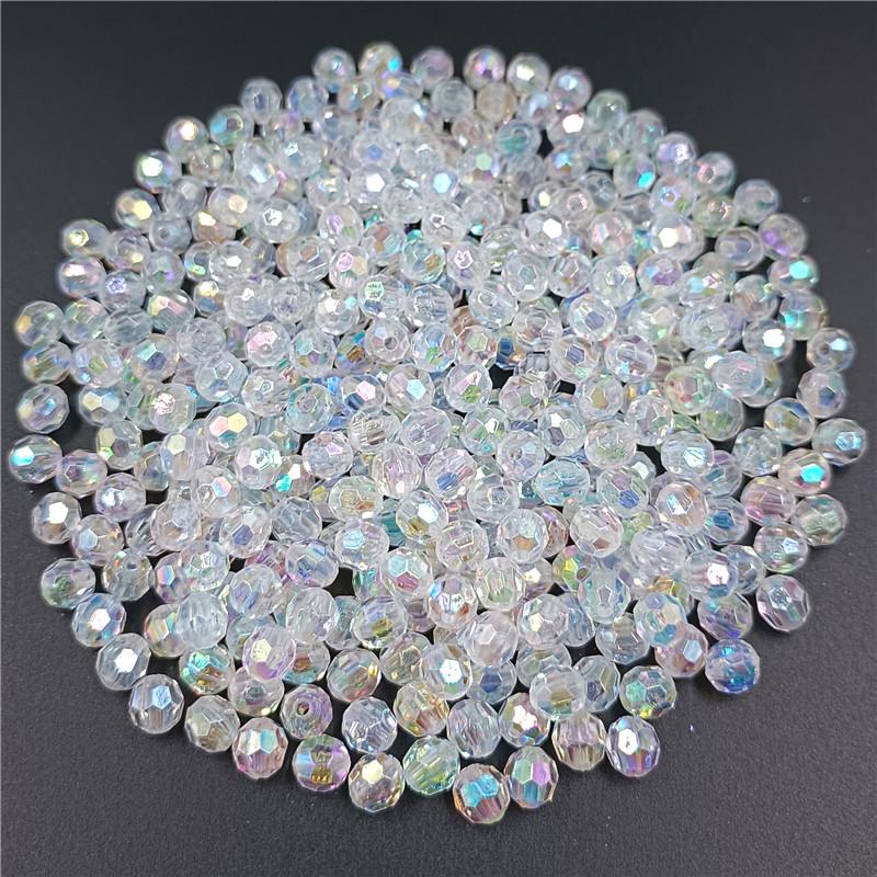 AB Runde Perlen Transparent Symphoniefarben Perlen Zubehör 100/40 Stück DIY Perlen Material Acryl 6/8mm Handgeperltes Zubehör 6mm  100pcs/lot weiß
