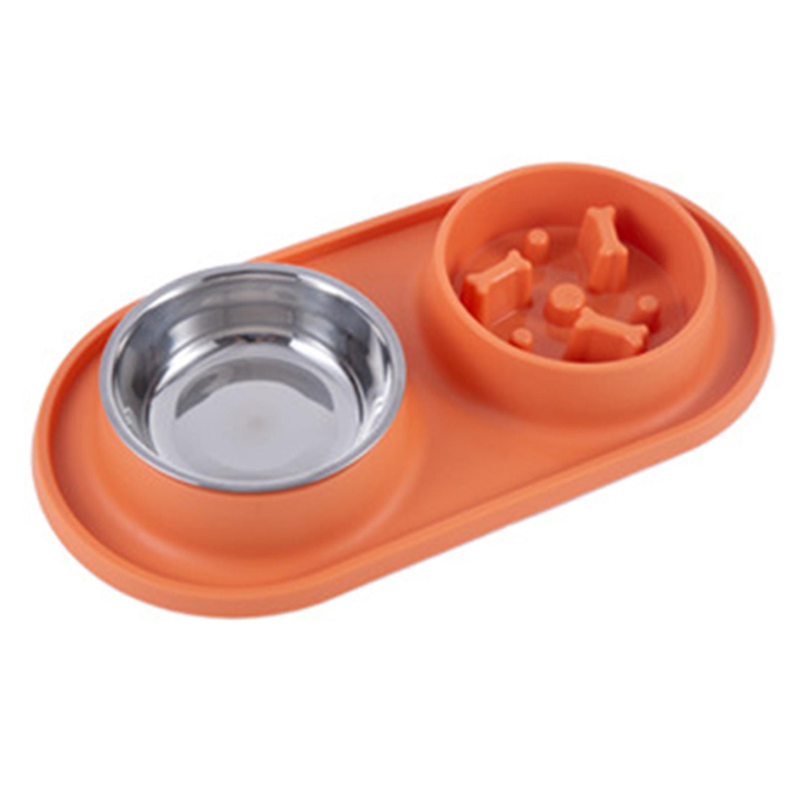 Doppelte Haustiernäpfe Duale Hundenäpfe Silikon Edelstahl Katzenfutter Wassernäpfe für Kleine orange