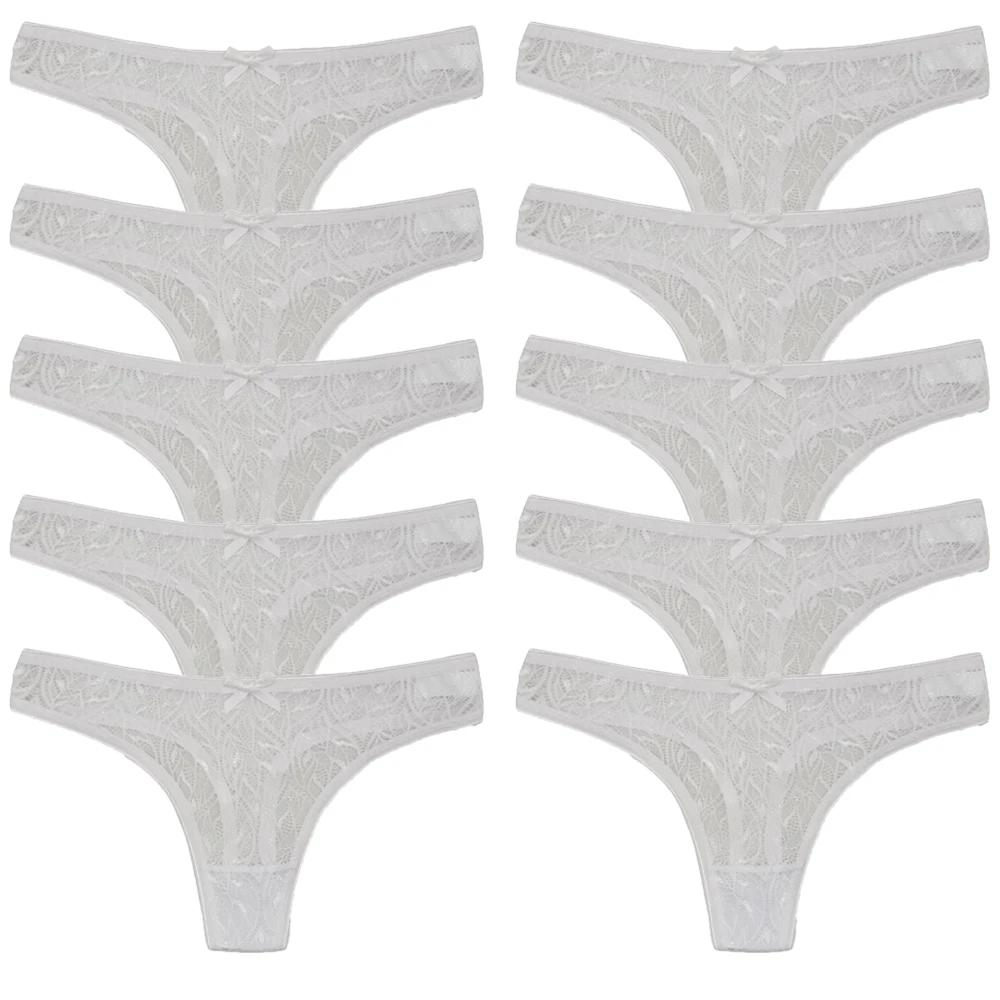 10 Stück/Set Mesh Spitze Transparent Strings Damen Slips Unterwäsche Damen Nahtloser G-String Damenunterhosen Intimates Lingerie L