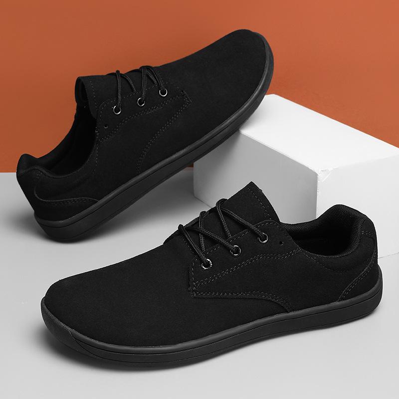 Übergröße Herren Barfußschuhe für breite Füße mit Gummisohle und weichem Obermaterial 44 schwarz