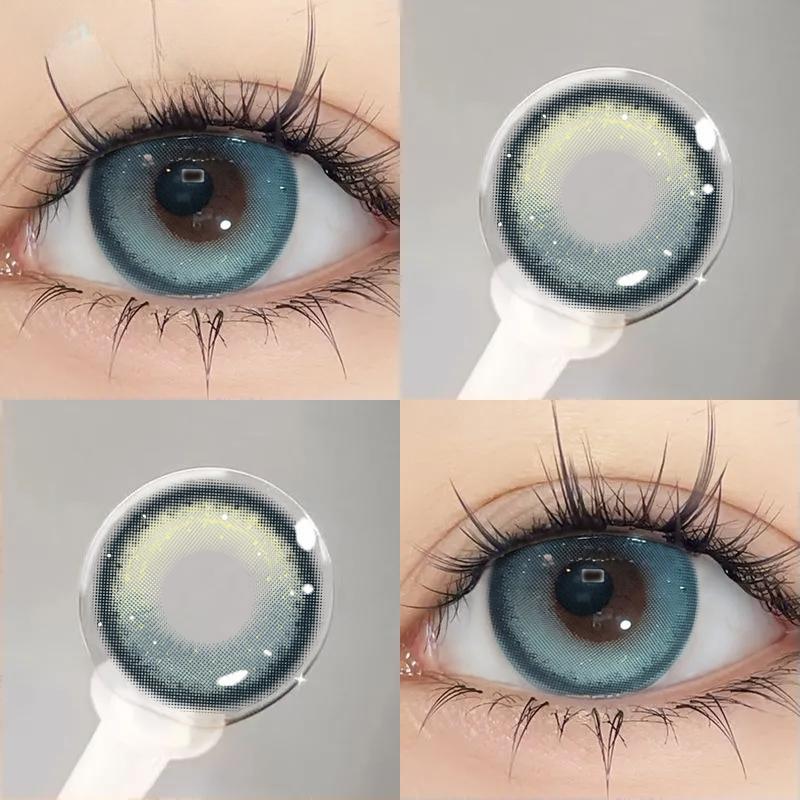 MillCreek Lila Kontaktlinsen mit Graduierung, 2 Stück (1 Paar) Weiche Linse, Augenkontakt, natürlich, 14,5 mm, 14,2 mm, jährliche Verwendung 0 blau silber see