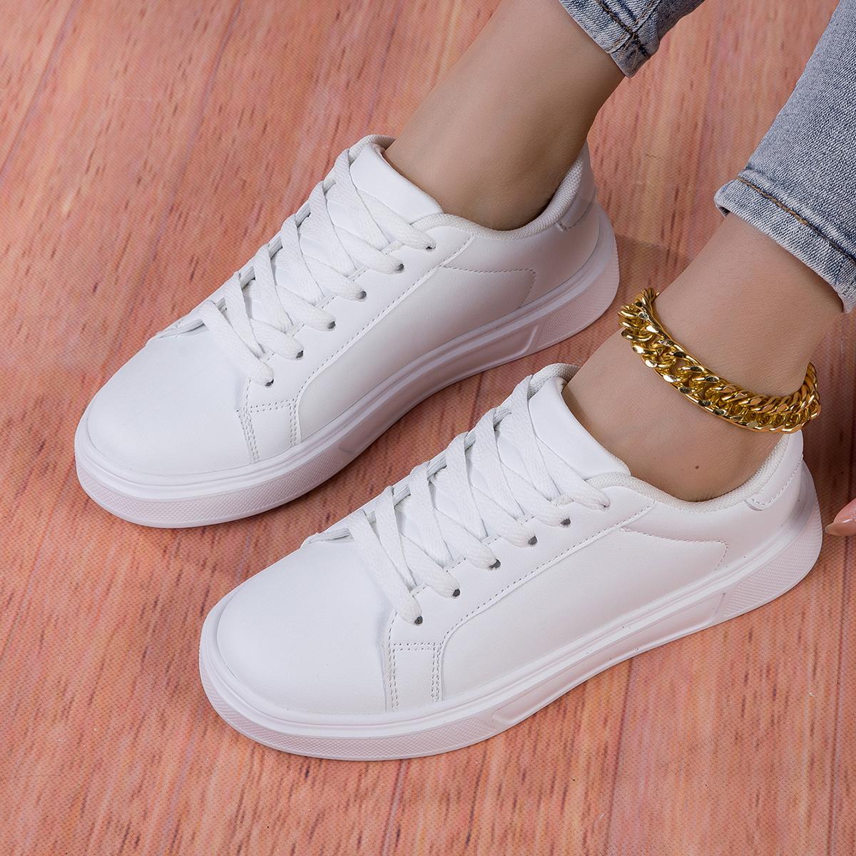 TUINANLE Damen Sneaker Bequeme Klassische Schuhe Outdoor Walking Sneaker Herren Mode Lässige Flats Vulkanisierte Schuhe Damen 38 weiß