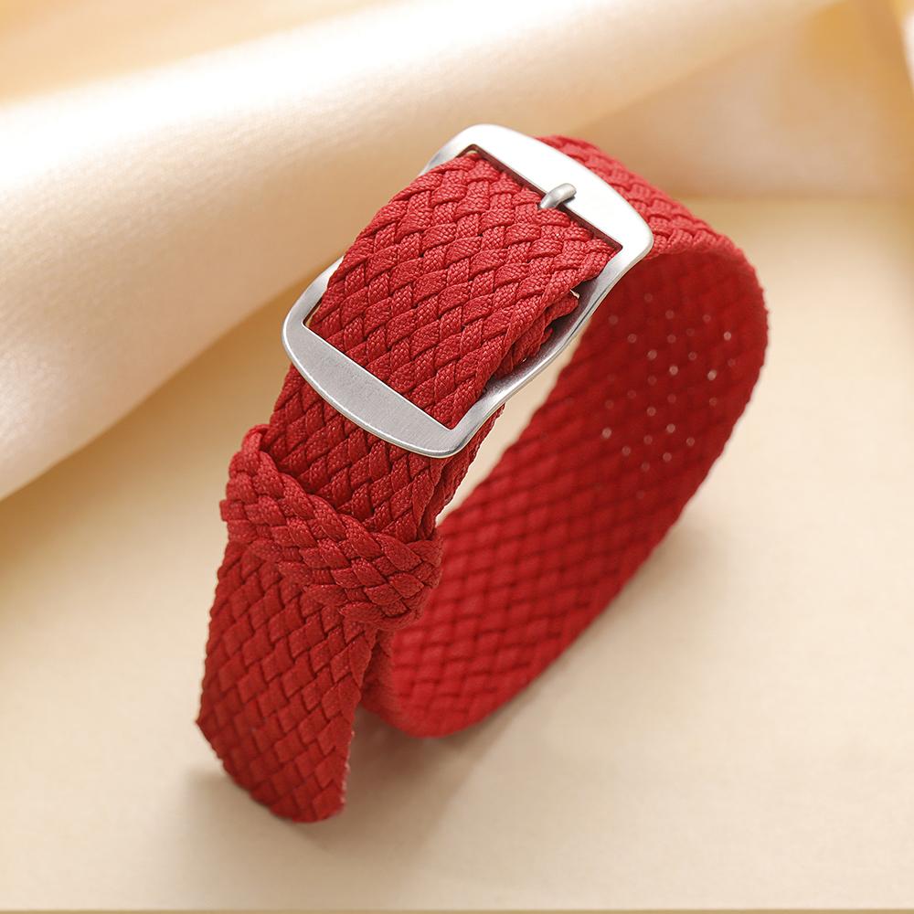 14mm 16mm 18mm 20mm 22mm Nylon Gewebtes Canvas Uhrenarmband Herren Damen für Perlon für Omega Armband Uhrenarmband Sport Armband Zubehör 20mm rot