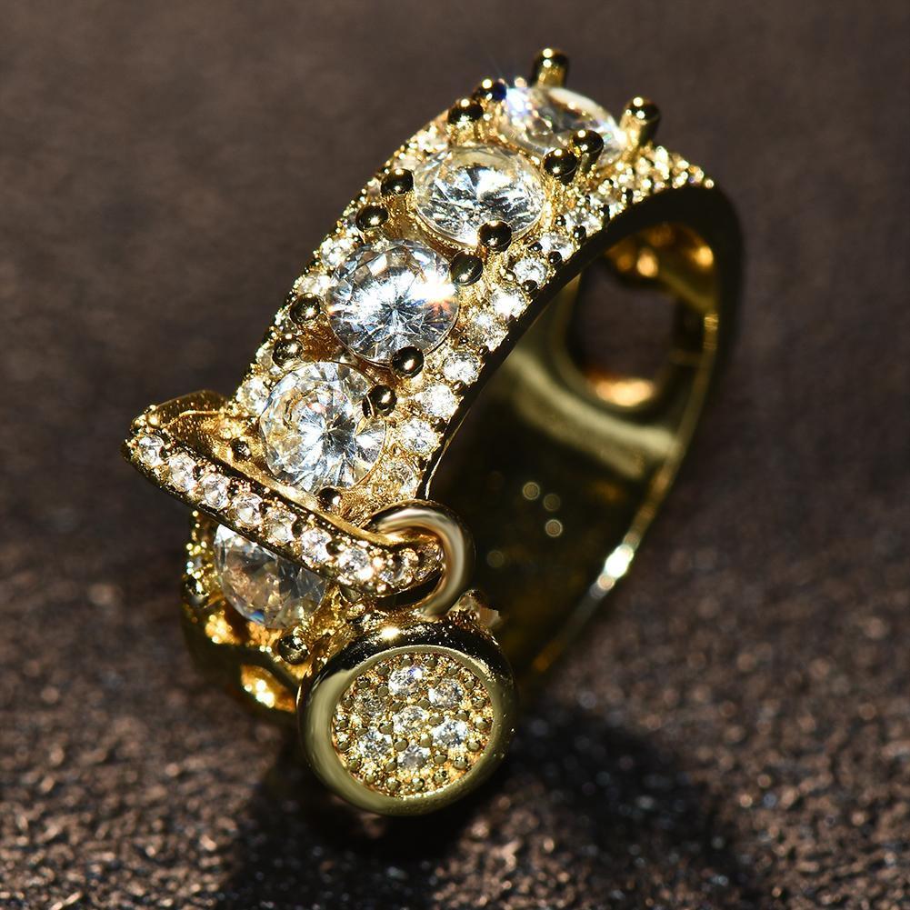 Luxus Rose Silber Gold Farbe Weißer Stein Verlobungsring Vintage Eheringe für Frauen Modeschmuck 4 weiß/gold