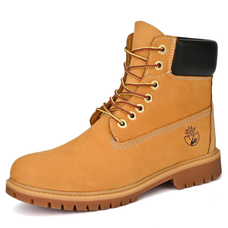 Herren Große Gelbe Martin High-Top Arbeitsstiefel, Britischer Stil, Mittelhoch, Trendige Schneestiefel, Große Größen Verfügbar. 44