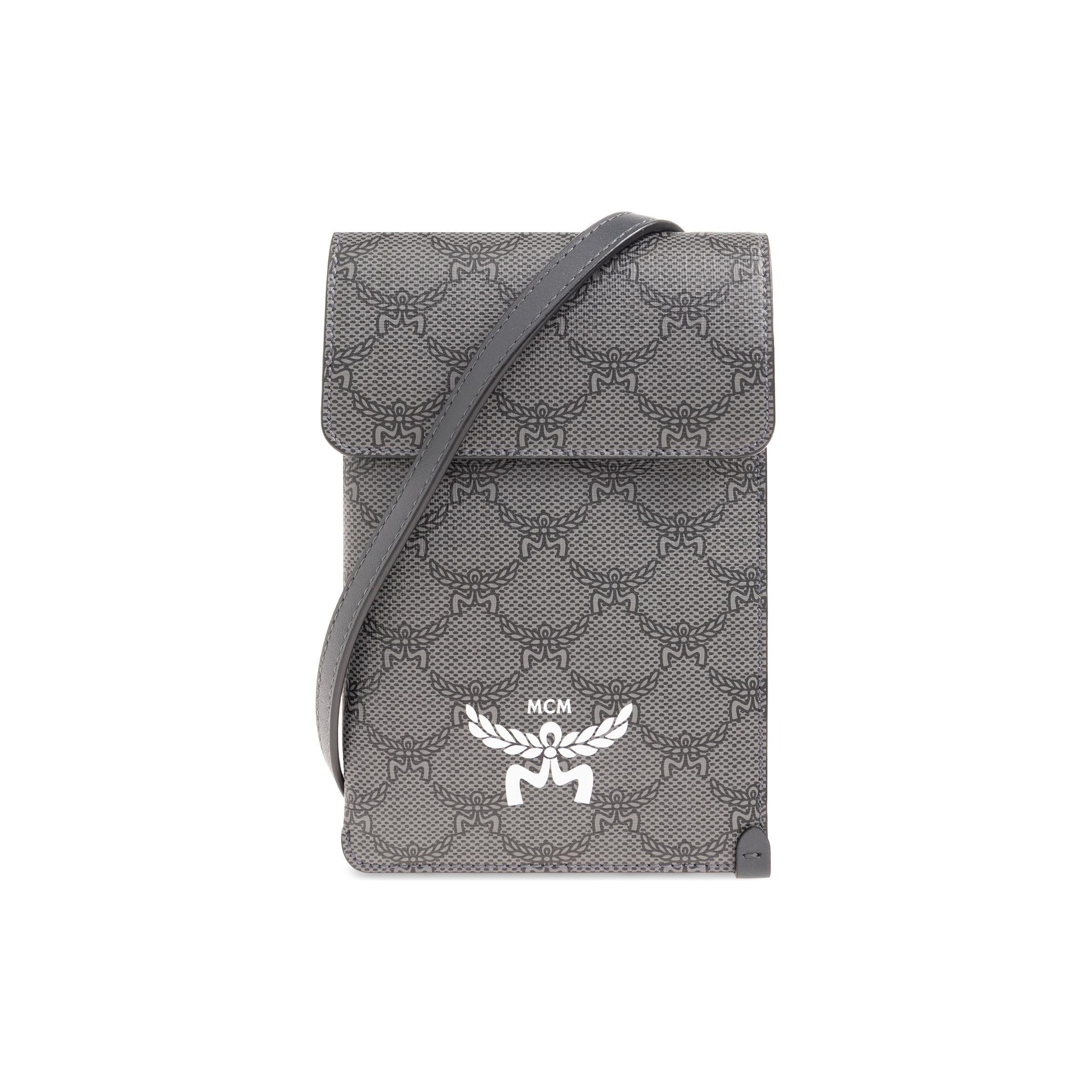 MCM Himmel Lauretos Vintage Silberfarbene Canvas-Tasche Mit Metallbeschlägen Canvas Und Leder Handtasche Schultertasche Crossbody Mini Herren Taschen MXZESAC08ED001 Basic Set (Bag+Dust Bag) gray