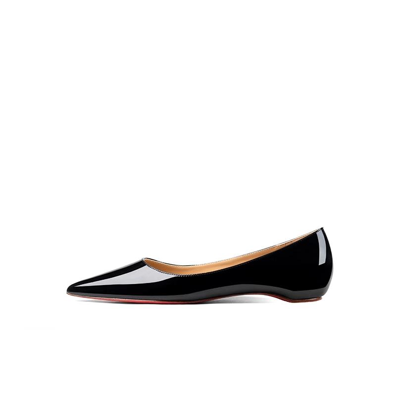 Flache Schuhe für Damen, beliebte neue Schuhe, rote, glänzende Unterseite, erhöhte flache Schuhe, spitz, flacher Mund, einzelne Schuhe, kostenlose Lieferung 42 black