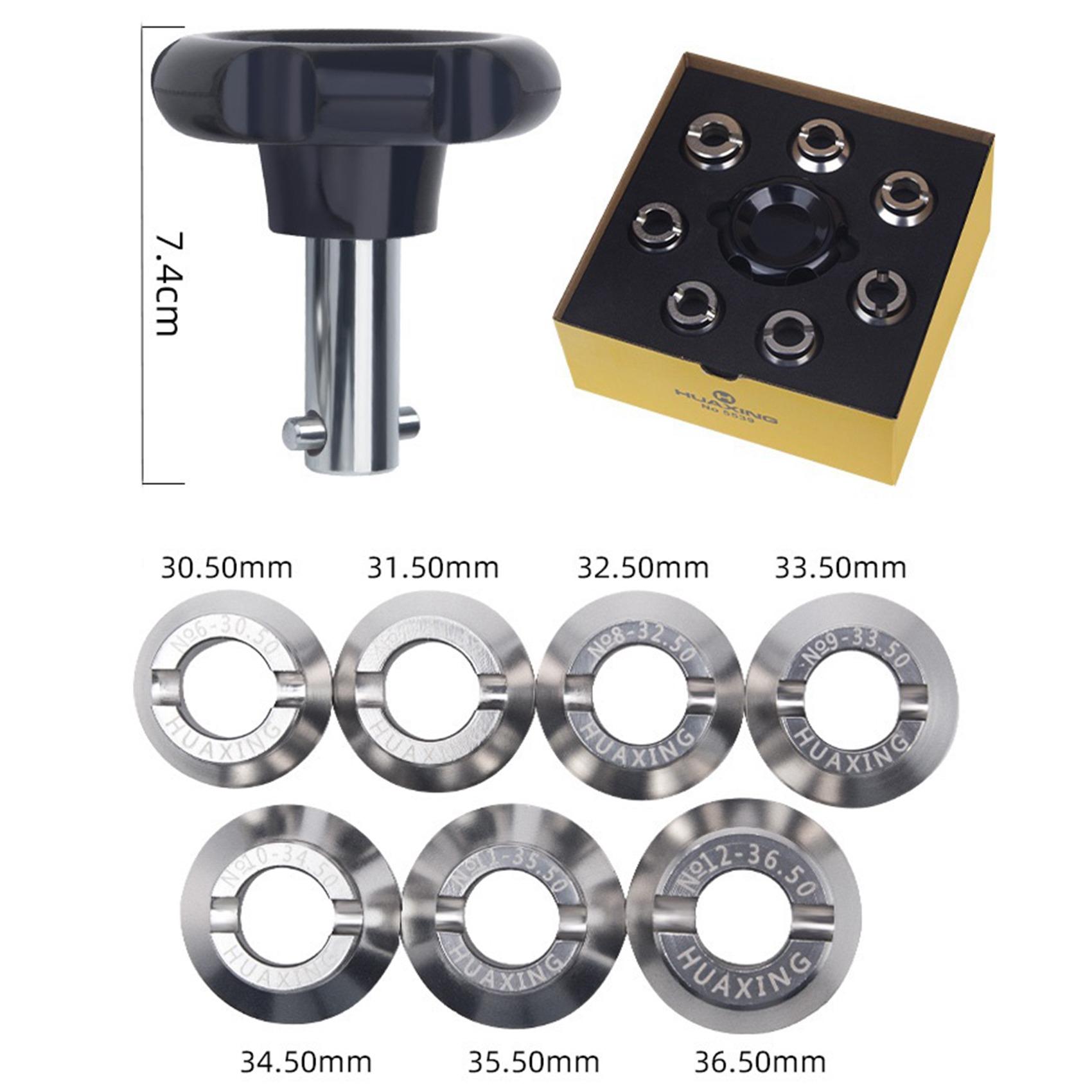 30,5 mm-36,5 mm Edelstahl Uhrenöffner, Uhrengehäusebodenöffner, Uhrenreparaturwerkzeug für Rolex/Tudor 1set schwarz