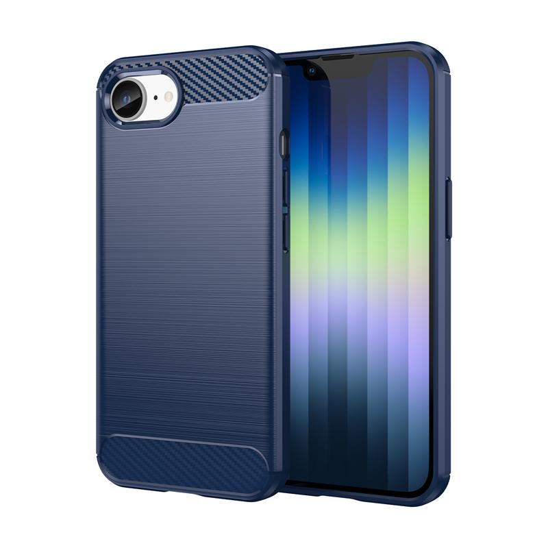 Für iPhone SE 4 Hülle Für iPhone SE4 SE 2024 Stoßstange Anti-Klopf Weiche Silikon Carbon Fiber Rückseite Hülle Für iPhone SE 4 Hülle For iPhone SE 4 blau