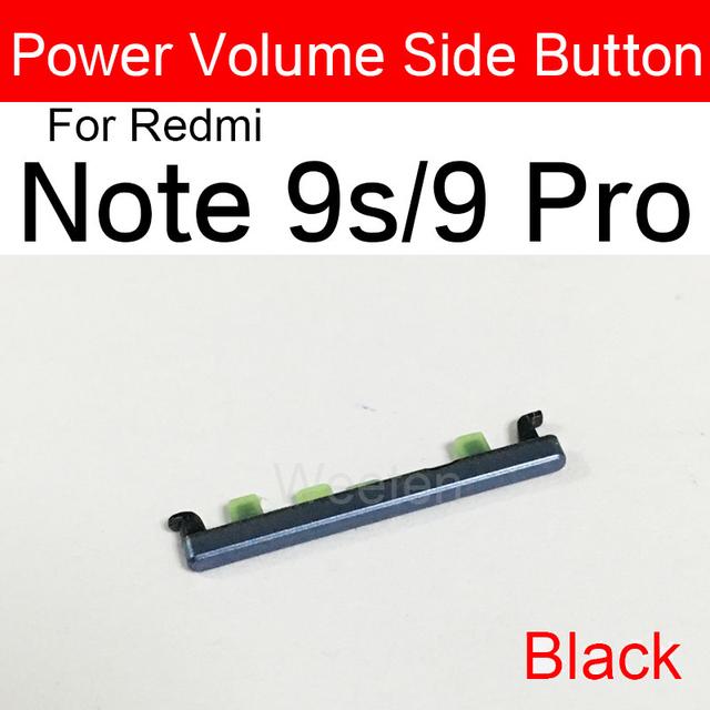 Lautstärke-Seitentaste für Xiaomi Redmi Note 9 5G / Note 9S / Note 9 Pro / Note 10 / Note 10 Pro, Lautstärketaste, Sidekey-Reparaturteile Note 9S / Note 9 Pro schwarz