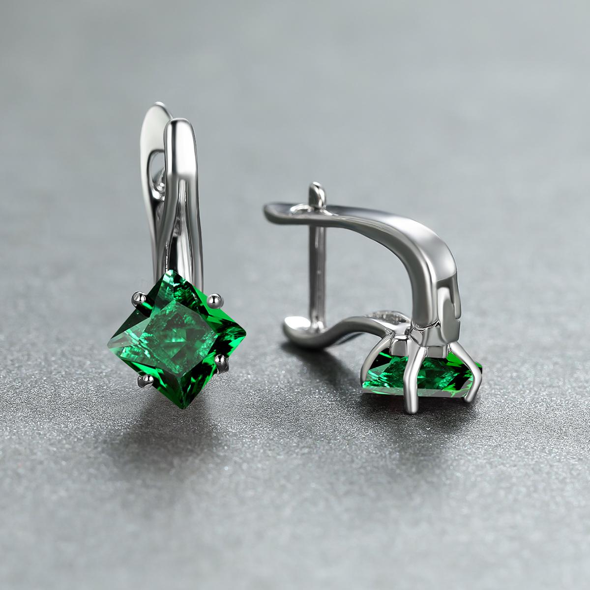 Exquisite Ohrringe, Modeschmuck, Goldfarbe, Diamantschliff, Aquablauer Stein, Geburtsstein, Braut, Prinzessin, Verlobungsohrringe grün/silber