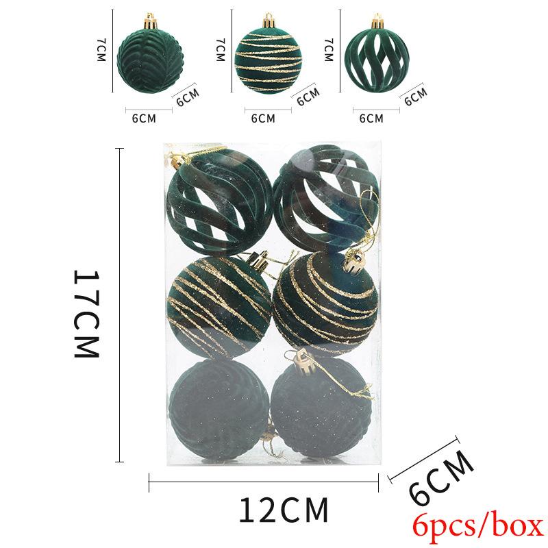 6 teile/schachtel Weihnachtskugeln Weihnachtsbaum Hängende Ornamente Hochwertige Weihnachtsbaumkugel Weihnachtsdekoration Noel Navidad 6PCS grün