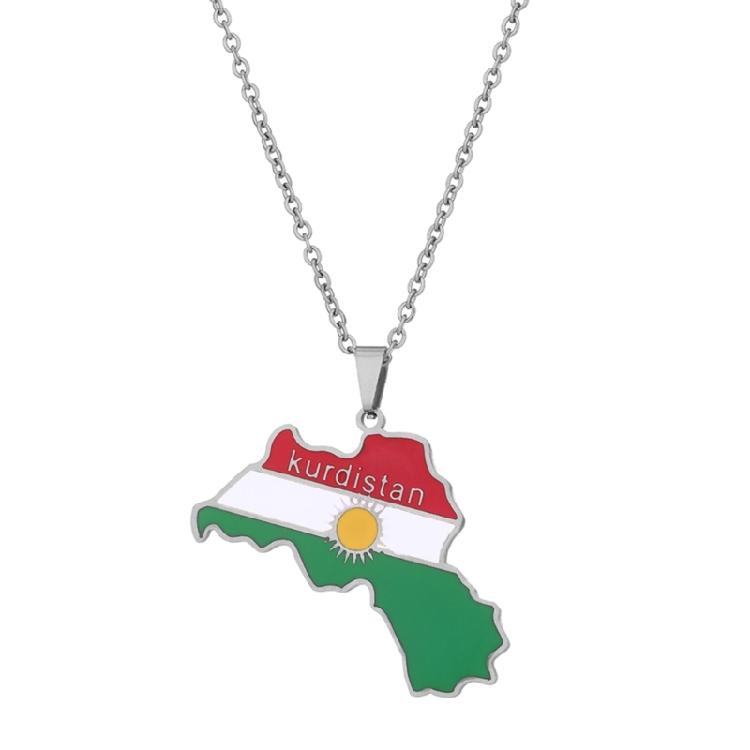 Kurdistan Karte Halskette Damen Herren Ketten Gold Silber Kurdistan Flagge Karte Anhänger silber