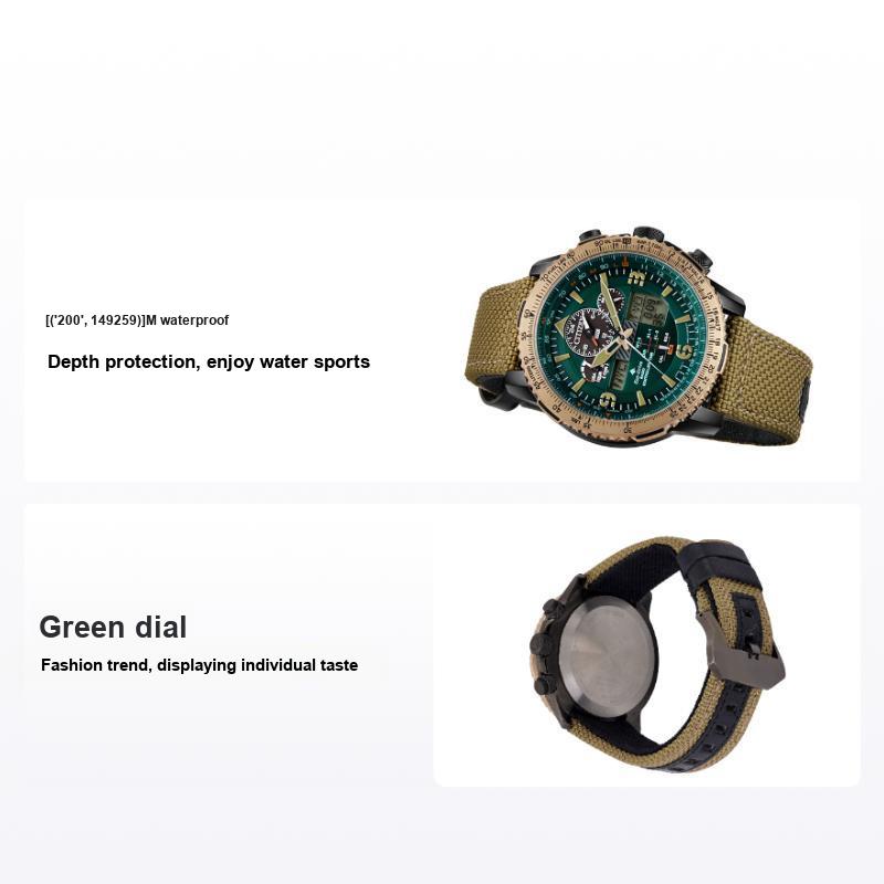 Citizen Eco-Drive Serie Sportlich Lässig Mode 200m Wasserdicht Solar Quarzwerk Nylon Lederarmband Herrenuhr Grünes Zifferblatt Herrenuhren JY8074-11X Regular Watch Box,Green