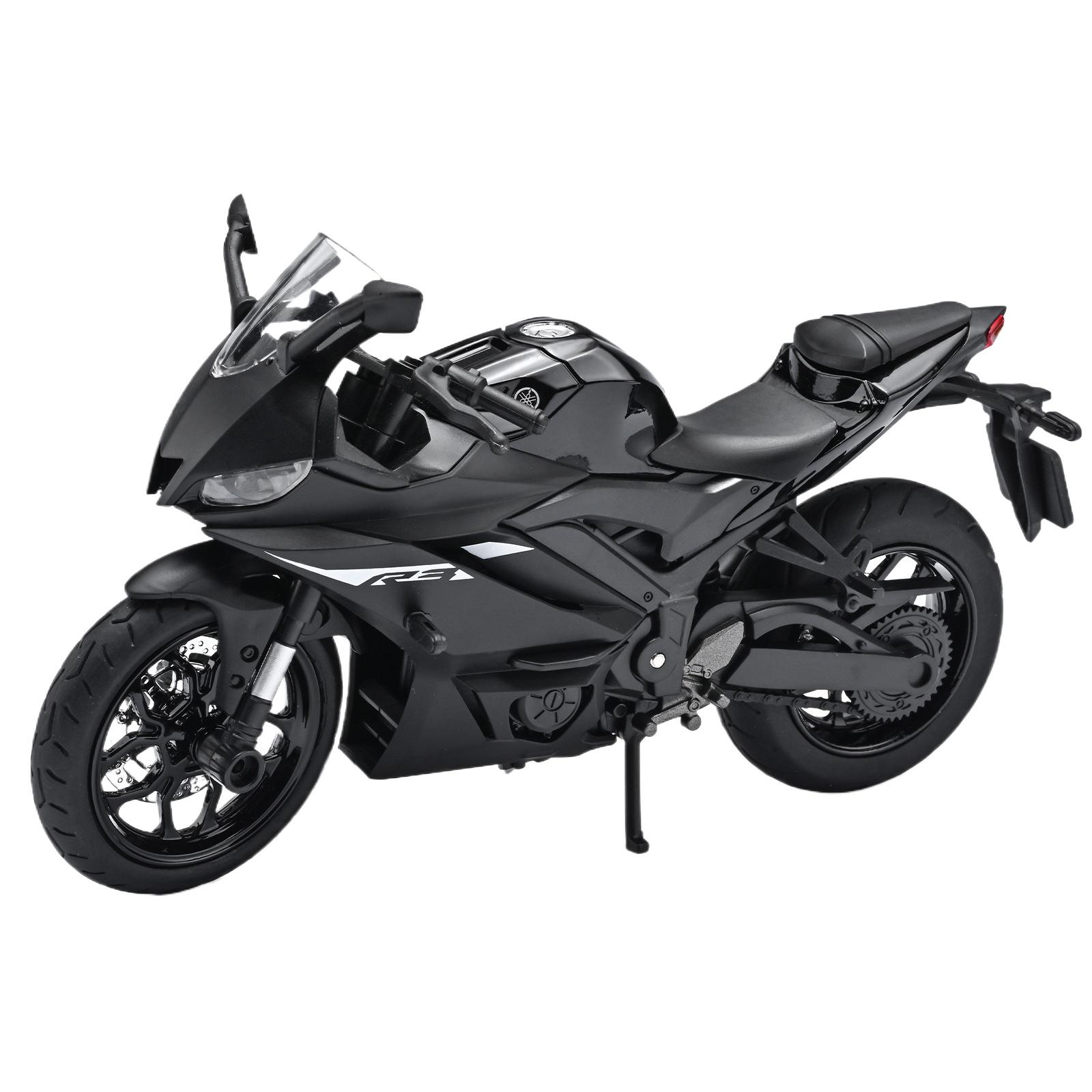 1/12 Yamaha YZF-R3 R3 Legierung Straßen-Sportmotorrad Modell Druckguss Metall Spielzeug Rennstreckenmotorrad Modell Sound Licht Kindergeschenk schwarz
