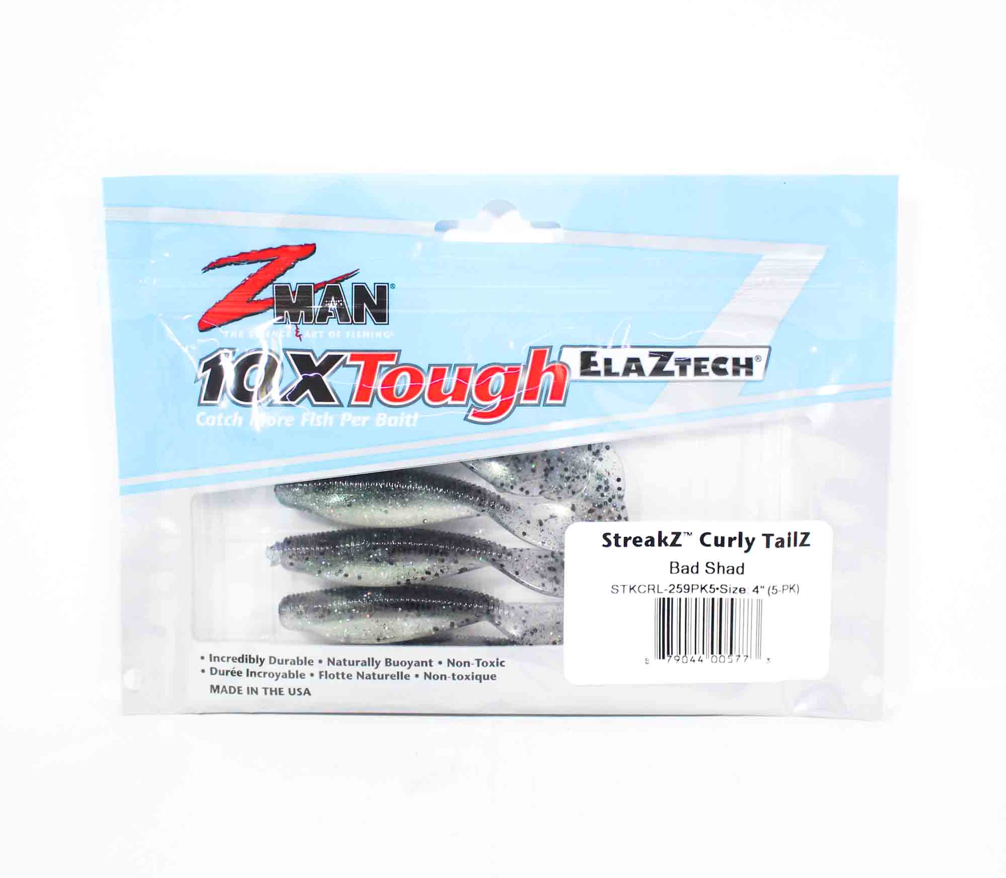 Zman Weichköder StreakZ Curly 4 Zoll 5/Packung Bad Shad (5773)
