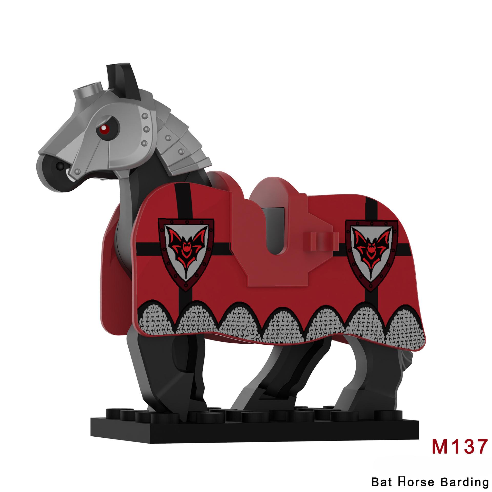 Mittelalterliche Burg Serie Kriegspferd Reittier Bausteine Kinderspielzeug