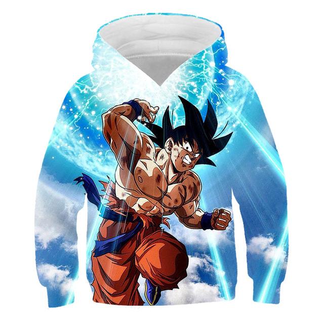 2025 Dragon Ball Z Kapuzenpullover Kinder Goku Sweatshirts Baby Jungen Kleidung für Herbst Neue Kinderbekleidung Kinder Kapuzenpullover Vegeta 3D Sweatshirt 13-14 Years blue