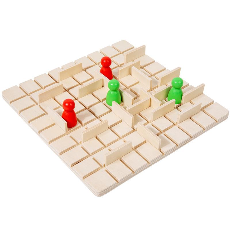 Kinder Logisches Denken Spiele Holzschach Spielzeug Eltern-Kind Interaktive Brettspiele Lernspielzeug für Kinder Gehirntraining beige