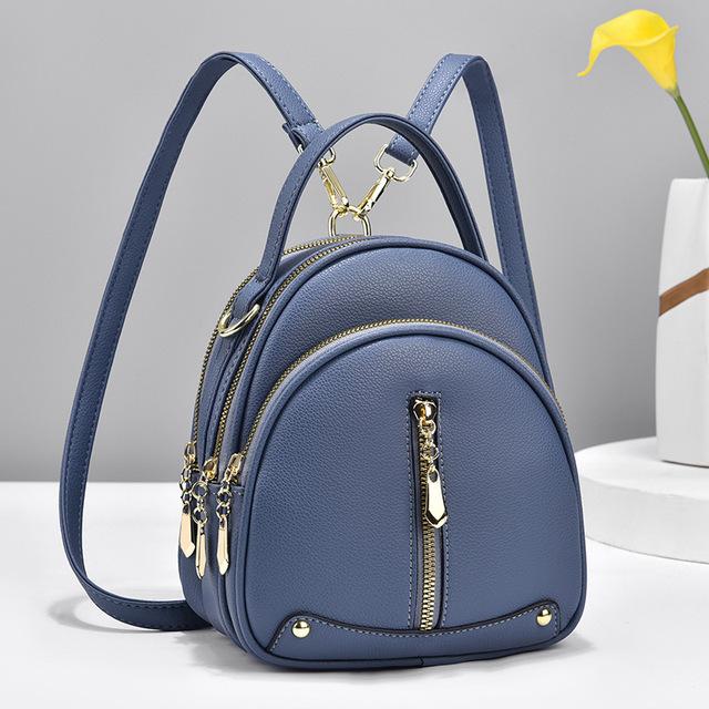 Frauen Rucksack Doppel Schulter Tasche Frauen Herbst Neue Mode frauen Kleine Tasche Koreanische Version Messenger Tasche Eine Schulter Mode kleine Zurück One Size blau