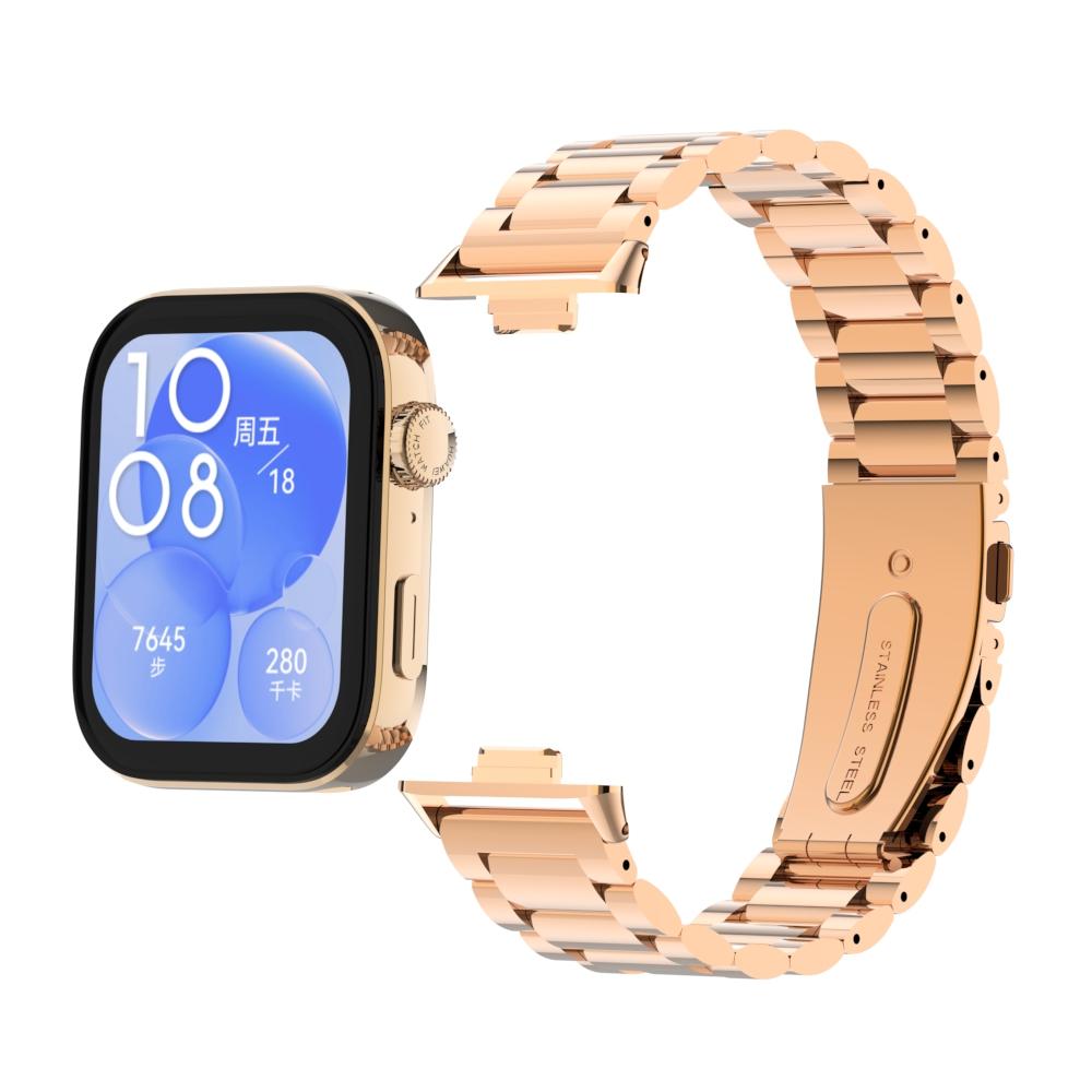 Edelstahlarmband für Huawei Watch Fit 3, Metallband, Ersatz-Schnellarmband, Armband für Huawei Fit 3, Smartwatch Corrrea For huawei watch Fit3 rose gold