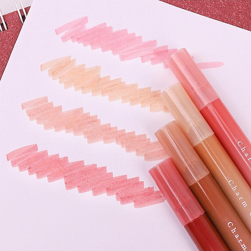 4 Stück Charmante Farbe Textmarker Stift Set Tasche Pastell Pinselspitze Kunstmarker Liner zum Zeichnen Malen Schule