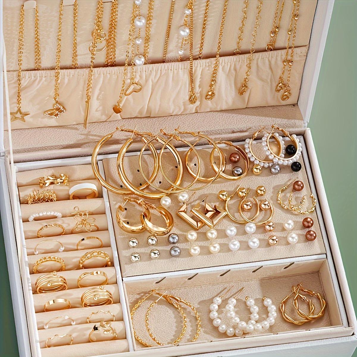 17KM 86-teilige Schmuckset-Kollektion Goldschmucksets für Damen mit Halsketten Ohrringen Ringen Stilvolle Accessoires Modeschmuck Geschenk für Damen- Keine Box