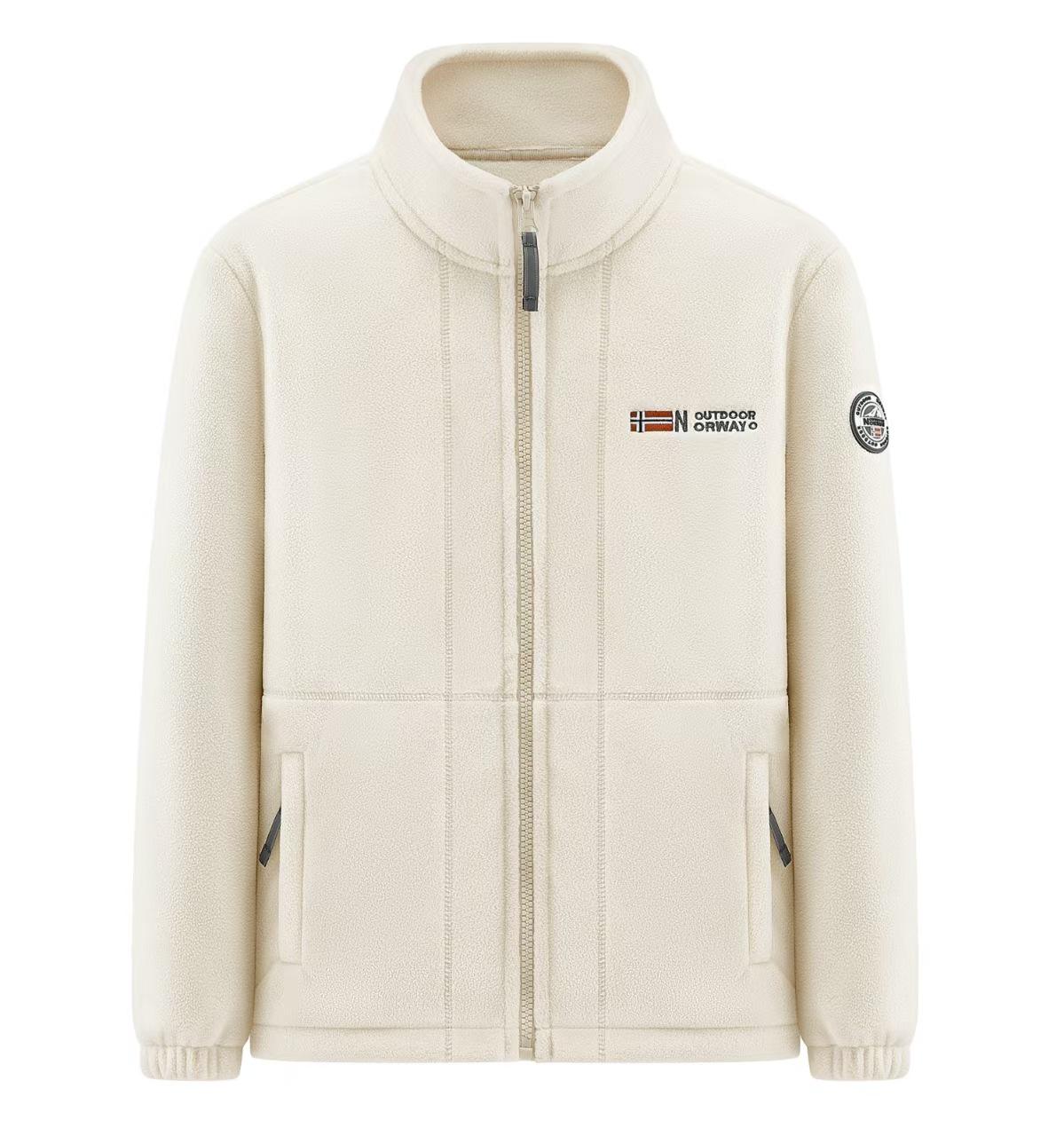 Funktionelle Fleecejacke: Warmer Outdoor-Schutz für Herbst & Winter, Verfügbar in Übergrößen - Norwegen-bereit! XL=Plus Size (180-200 jin) off-weiße