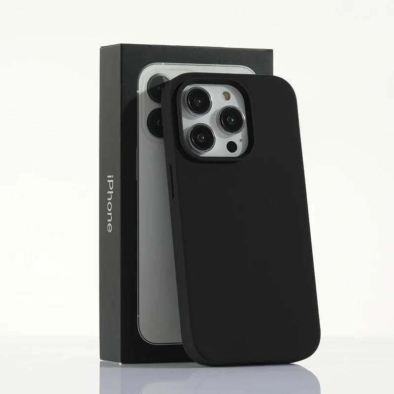 Luxuriöse Flüssigsilikonhülle für Apple iPhone 16 15 Pro Max Candy Color Vollständige Schutzhülle für iPhone 14 13 12 11 Pro Max XR X XSMax iPhone 15 Pro Max schwarz