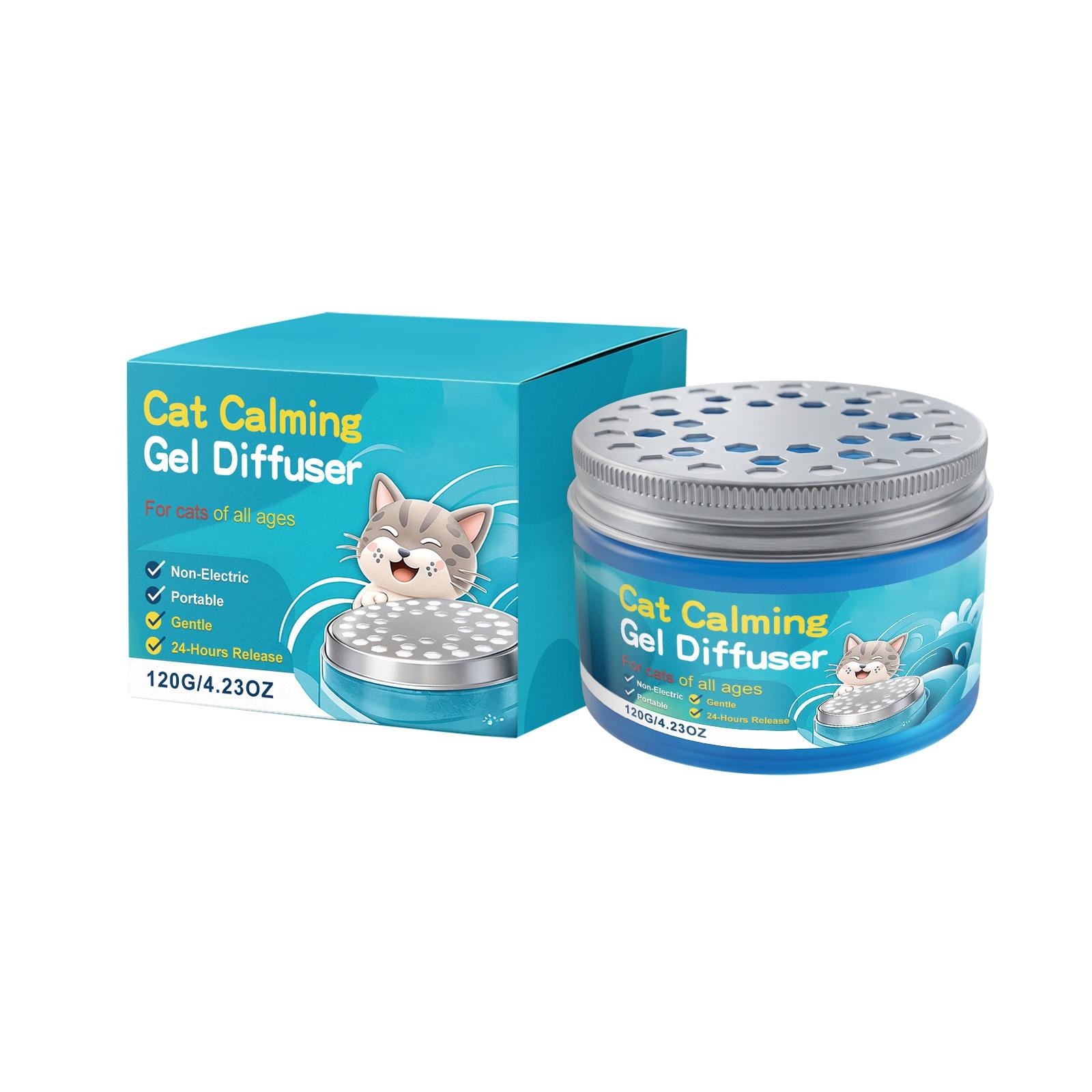 Katzen Beruhigungs-Gel-Diffusor Nicht-elektrischer tragbarer Gel-Diffusor für Katzen jeden Alters mit 24-Stunden-Freisetzung Design 120g 423OZ One Size blau