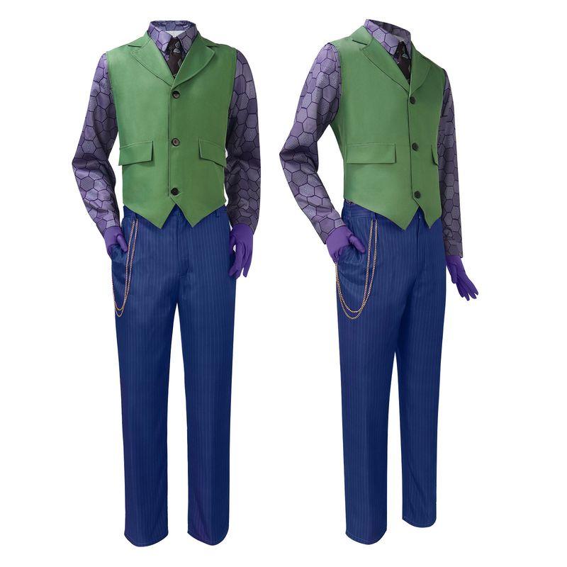 Heath Clown Kostüm Horror Ball Lila Clown Kostüm Cosplay Outfit Set Shirt + Tie + Vest + Pants + Gloves + Chain XXL blue