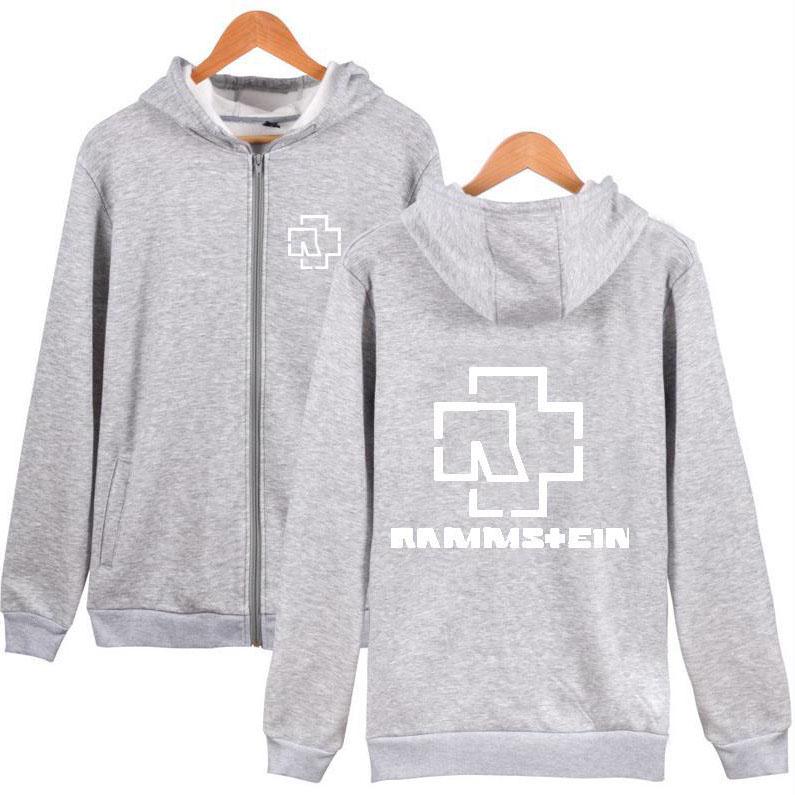 Neue Kapuzenjacke Rammstein Zipper Cardigan Herrenmode Kapuzenloser Pullover Herren 3XL graue