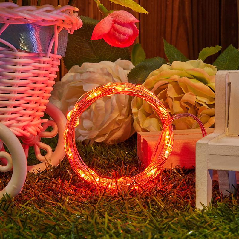 Batteriebetriebene Weihnachtshochzeits-Party-Dekoration, Girlande, Party-Dekoration für drinnen und draußen, Lichterkette mit Batteriefach, LED, 3 x AA 2M rot