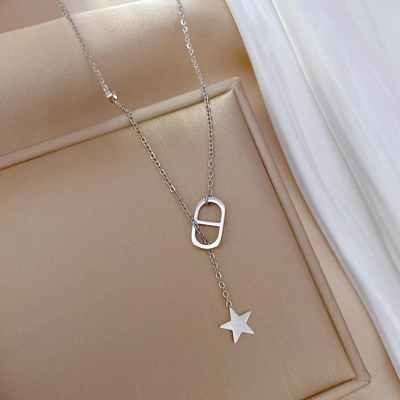 Schweinenasenstern Minimalistischer Ofen Echte Goldkette Damen Schlüsselbein Kette Accessoires
